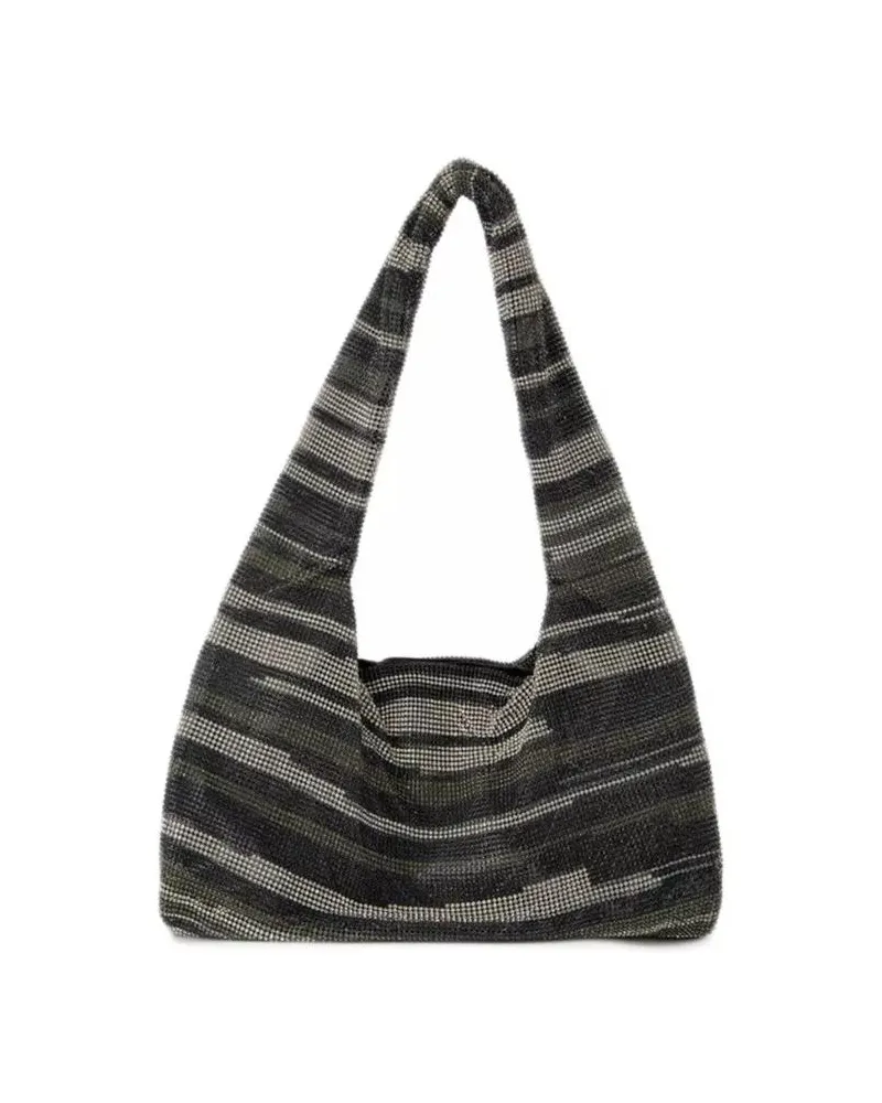 KARA Hobo Bags Crystal Mesh Armpit Hobo Bag  - Black Stripes - St grün Grün