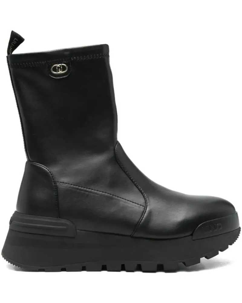 Liu Jo Stiefel Platform Black Ankle Boots With Metallic Detail schwarz Schwarz