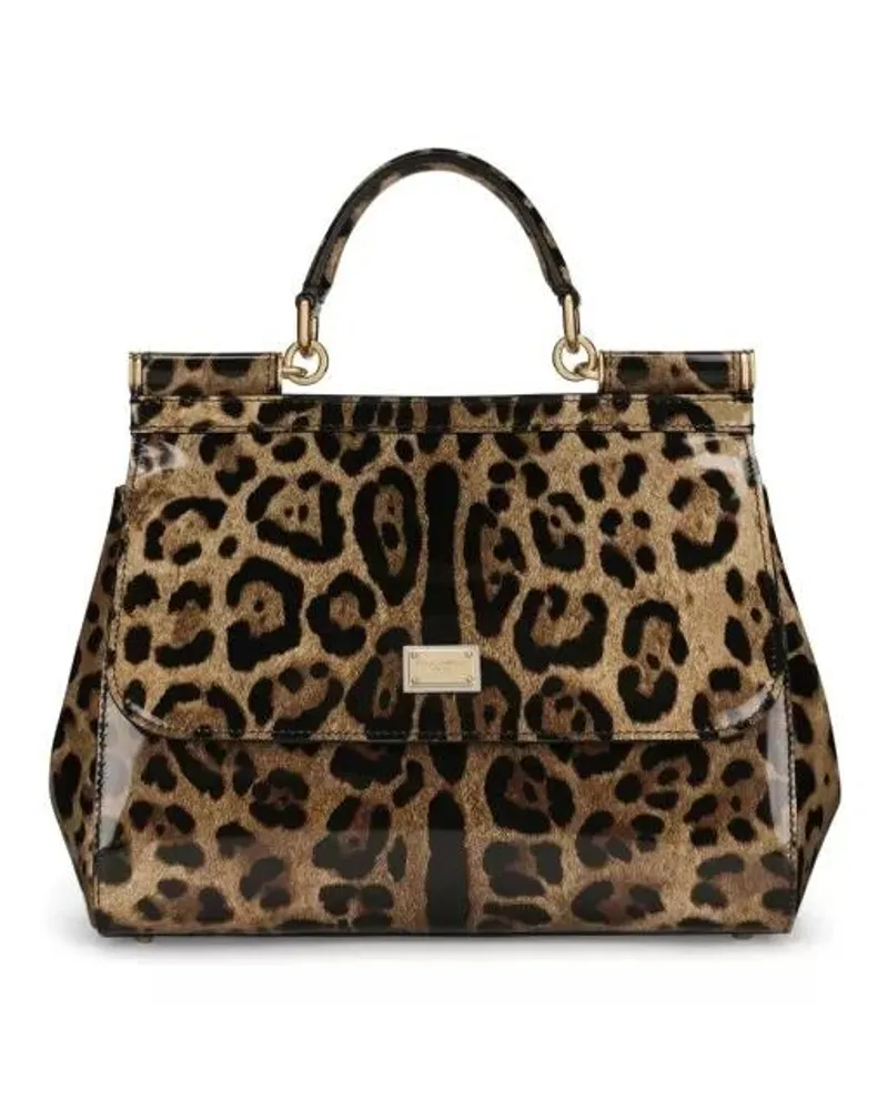 Dolce & Gabbana Shopper Medium Sicily Leopard-Print Shoulder Bag Braun