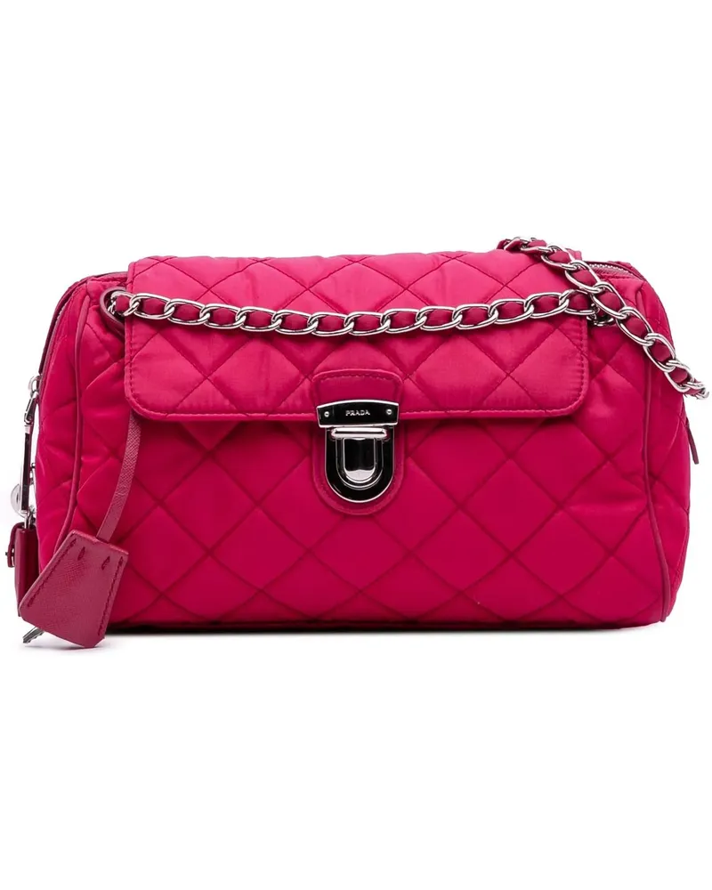 Prada Hobo Bags Impuntu Tessuto Chain Crossbody rosa Gold