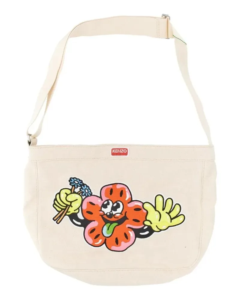 Kenzo Hobo Bags Shoulder Bag With Playful Embroidery Design beige Beige
