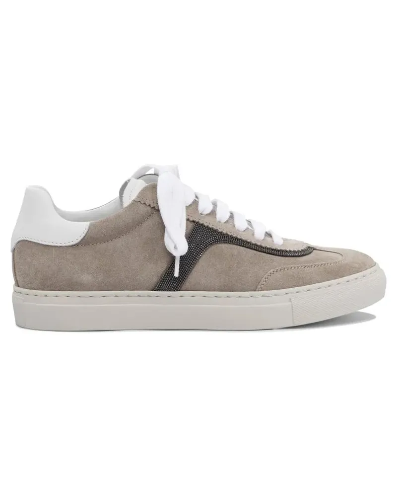 Brunello Cucinelli Low-Top Sneaker Calf Leather And Suede Sneakers grau Grau