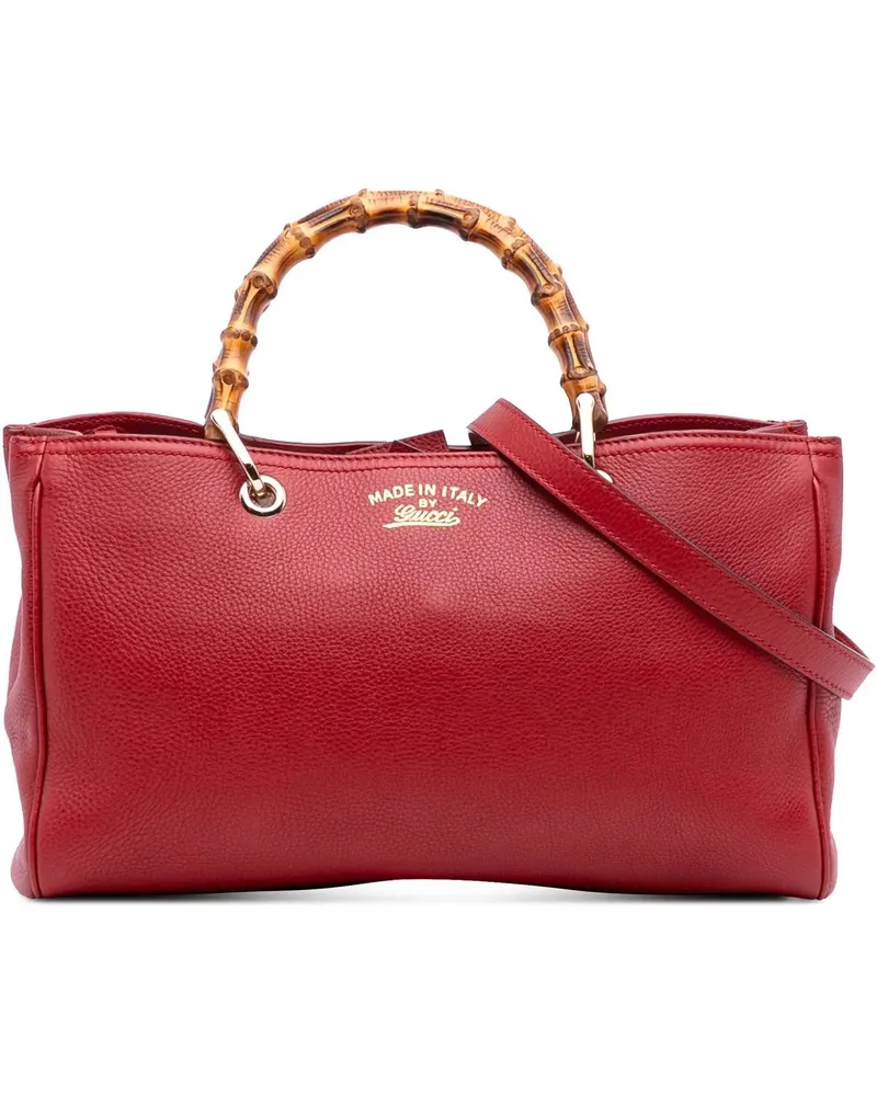 Gucci Hobo Bags Medium Calfskin Bamboo Shopper Satchel rot Rot