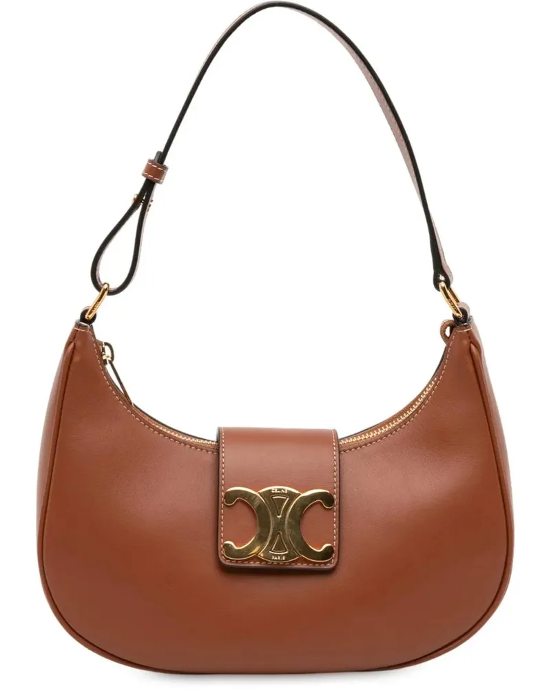 Celine Hobo Bags Medium Smooth Calfskin Triomphe Ava Shoulder Bag braun Braun