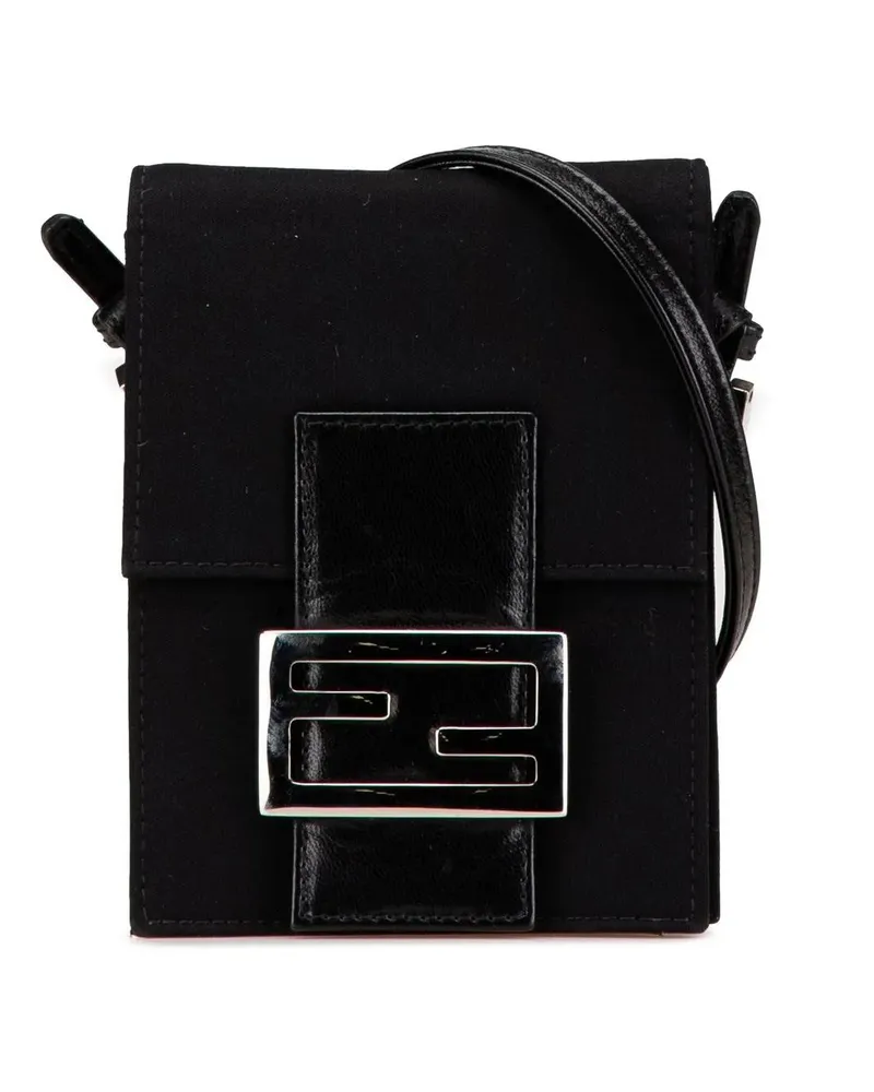 Fendi Hobo Bags 2000-2010 Mini Nylon FF Lock Crossbody schwarz Schwarz