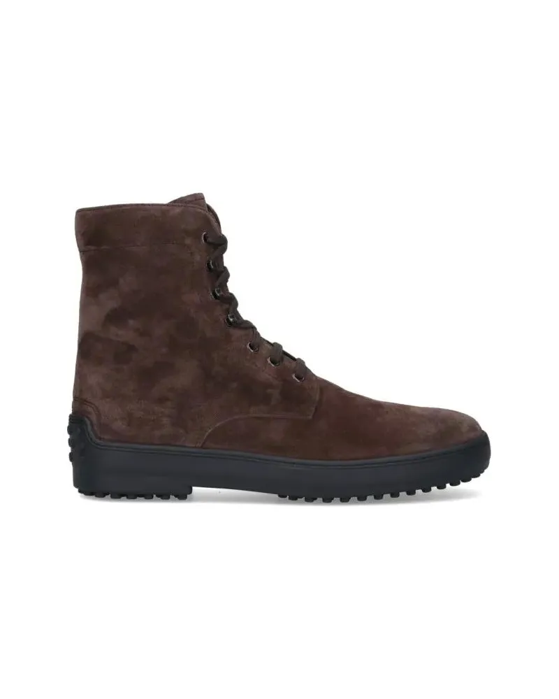 TOD'S Stiefel Brown Suede Ankle Boots With Round Toe braun Braun