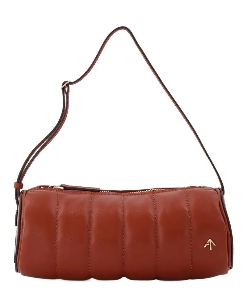 Manu Atelier Hobo Bags Padded Cylinder Bag In Red Leather rot Rot