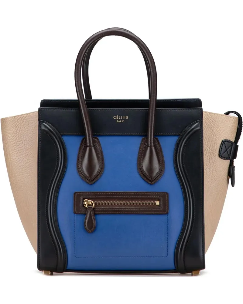 Celine Shopper Micro Tricolor Leather Luggage Tote blau Blau