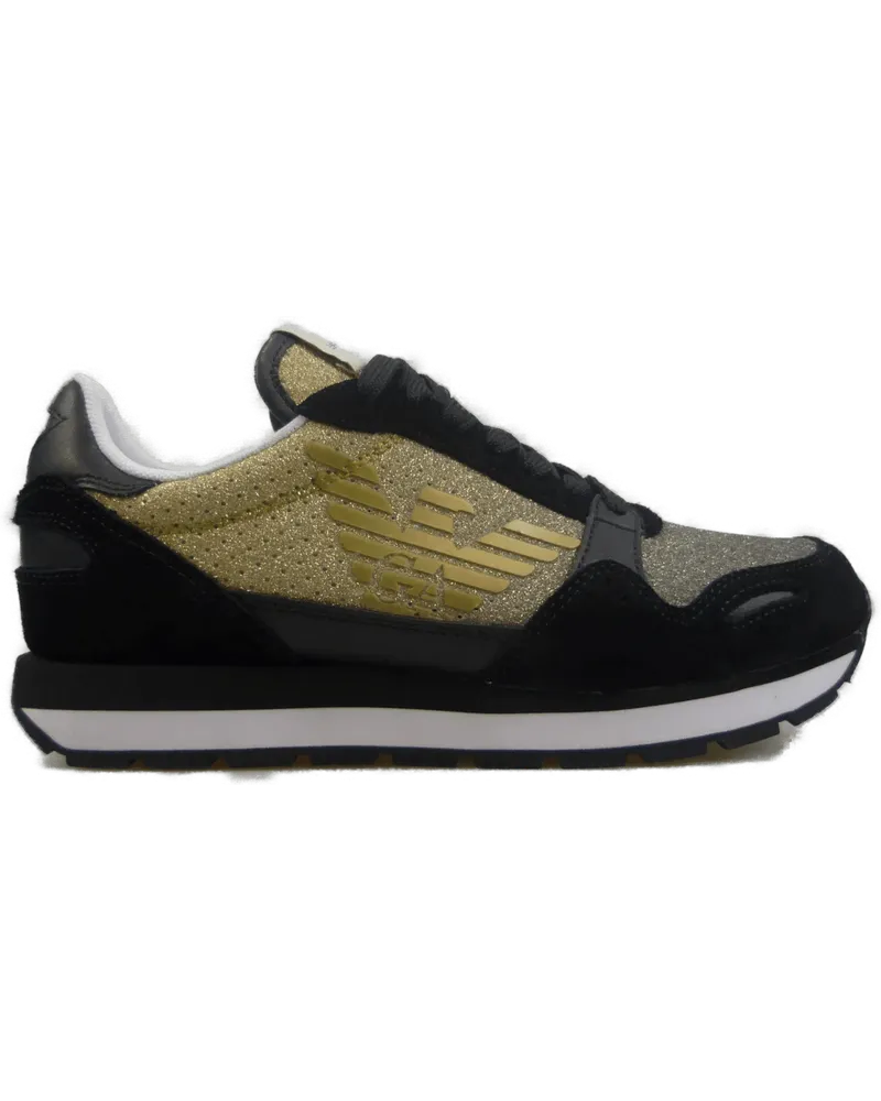 Emporio Armani Low-Top Sneaker Sneakers Glitterate Colore ORO schwarz Schwarz