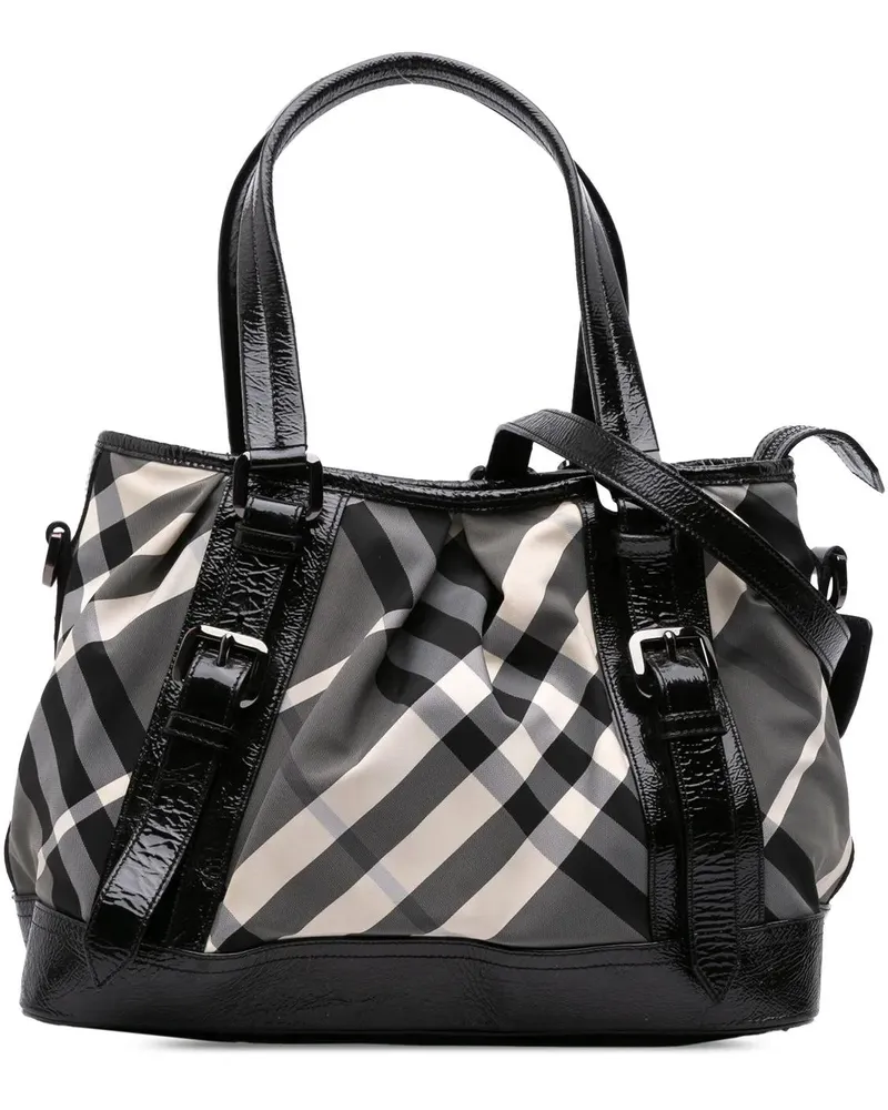 Burberry Hobo Bags Beat Check Nylon Lowry Satchel grau Grau