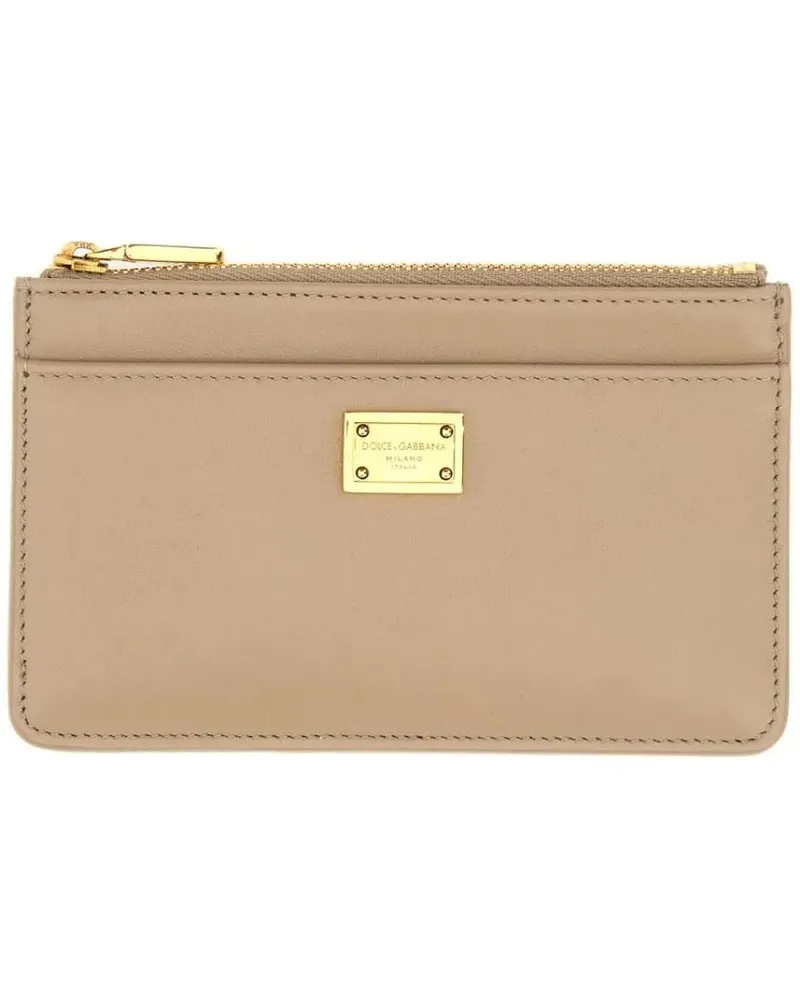 Dolce & Gabbana Portemonnaie Calfskin Plongé Card Holder beige Beige