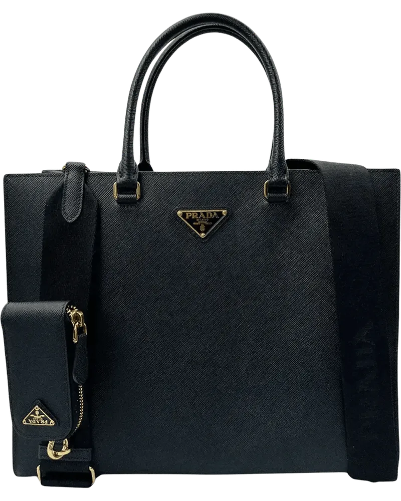 Prada Shopper  Large Tote Bag Saffiano Leather Black / Very schwarz Schwarz