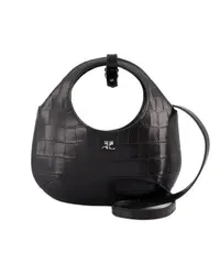 Courrèges Shopper Mini Holy Croco Bag - Leather - Black Schwarz