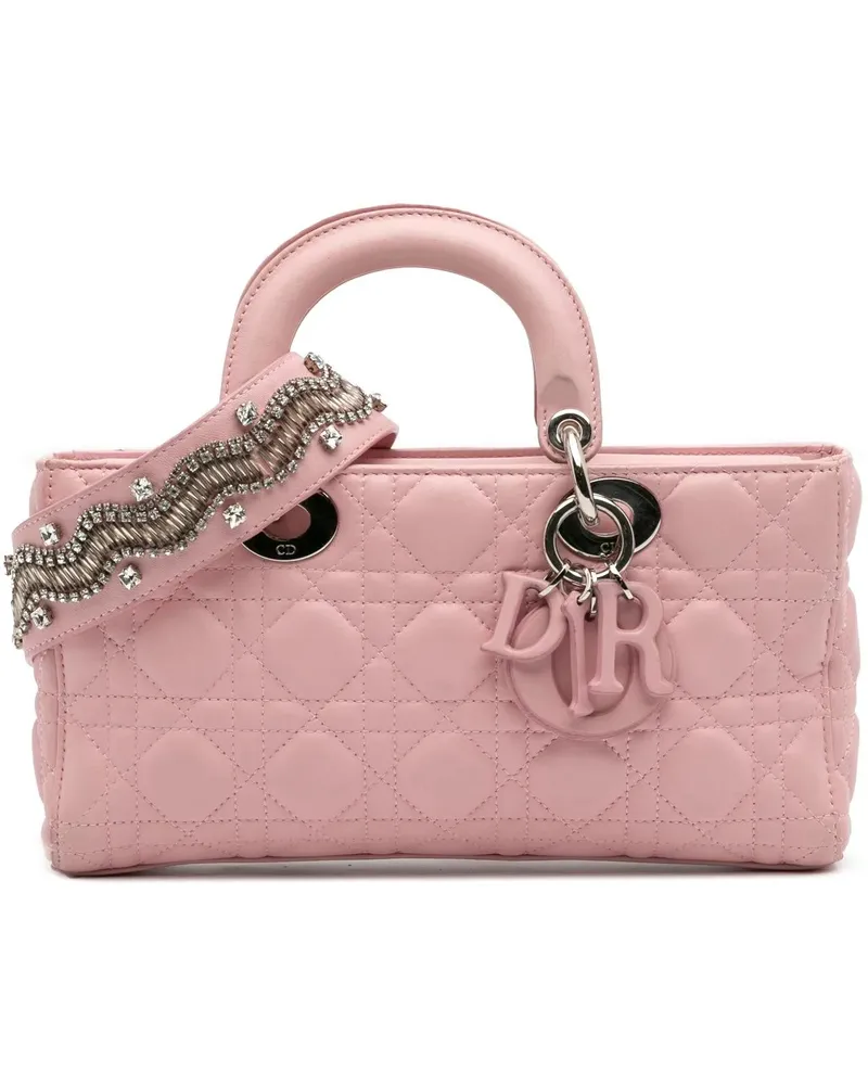 Dior Hobo Bags Medium Lambskin Cannage Lady D Joy rosa Gold