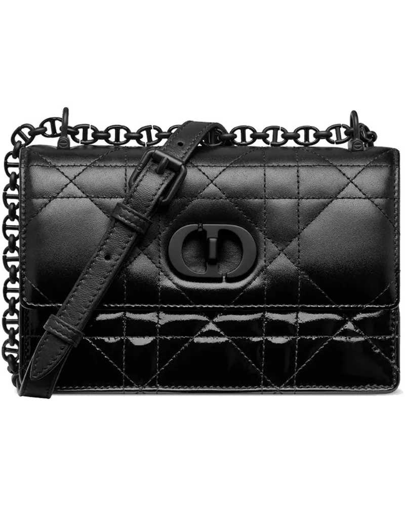 Dior Crossbody Bags Dior Caro Patent And Matte Shoulder Bag schwarz Schwarz