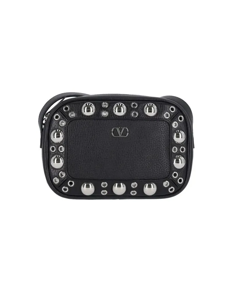 Valentino Garavani Crossbody Bags Compact Black Bag With Textured Exterior schwarz Schwarz