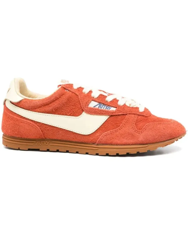 AUTRY Low-Top Sneaker Textured Suede Sneakers With Smooth Leather Accent orange Orange