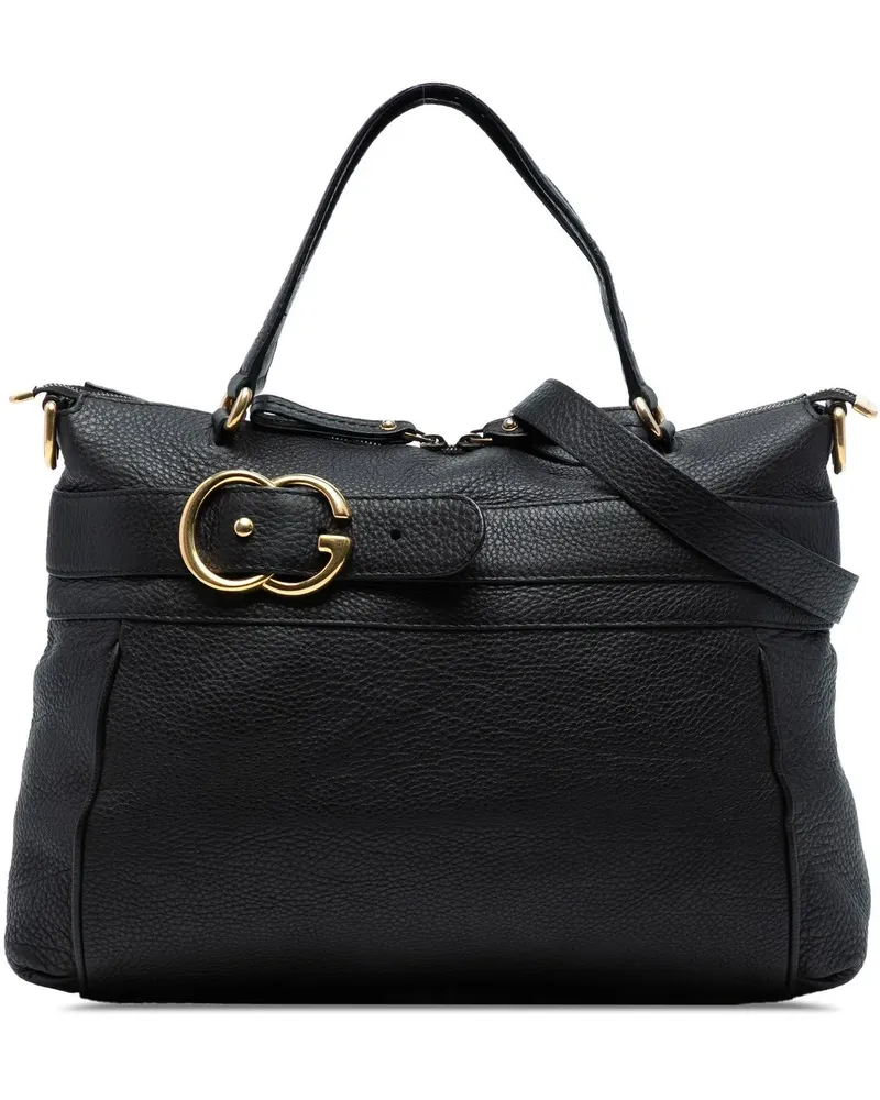 Gucci Hobo Bags Medium Leather Ride Top Handle Bag schwarz Schwarz