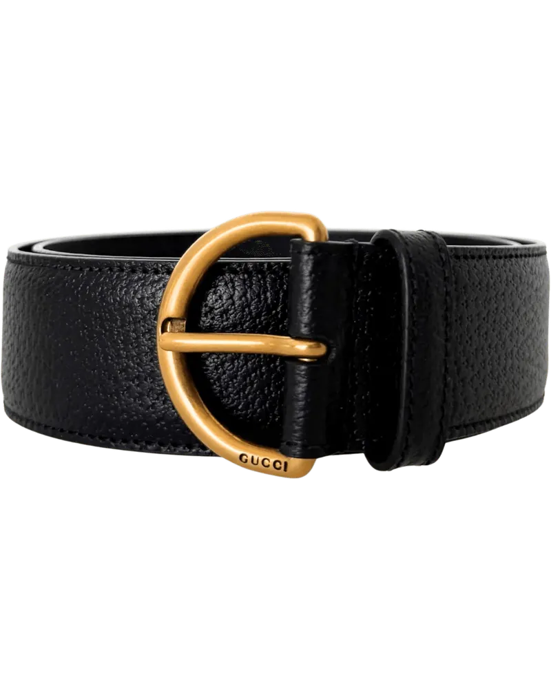 Gucci Gürtel  Polished D-Ring Leather Belt Black 80cm schwarz Schwarz