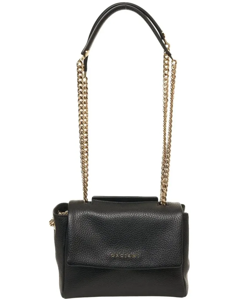 Orciani Hobo Bags Grained leather shoulder bag schwarz Schwarz