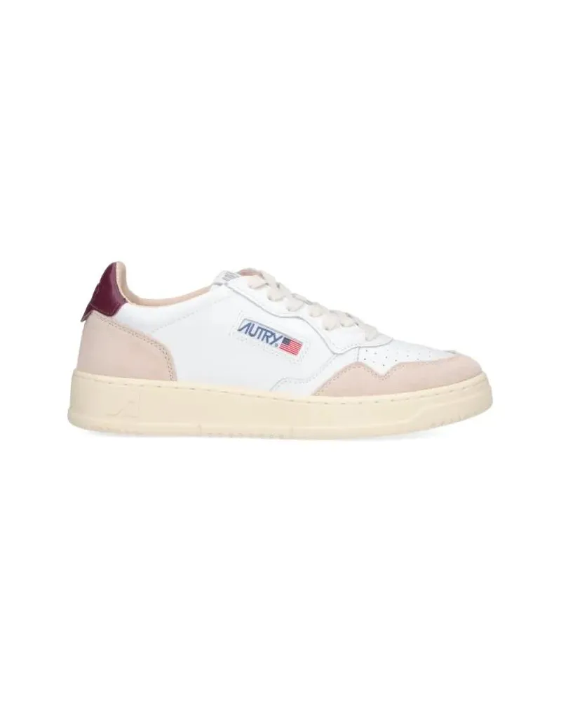 AUTRY Low-Top Sneaker Low-Top White Leather Sneakers With Beige Suede Ac weiß Weiß