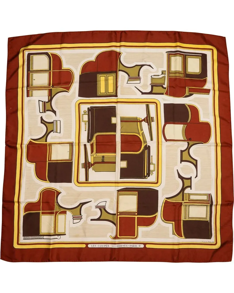 Hermès Tücher & Schals Hermes Classic Les Coupes Silk Carre 90 Scarf Tuch braun Braun