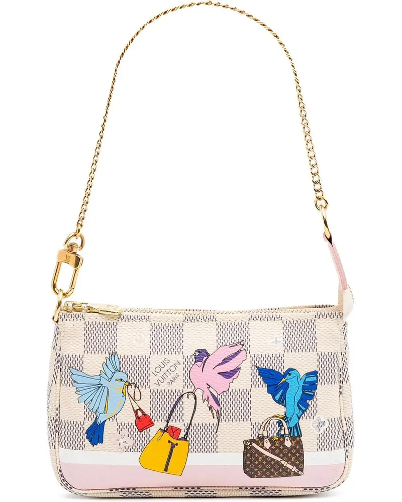 Louis Vuitton Crossbody Bags Damier Azur Christmas Birds Mini Pochette Accessoi weiß Weiß