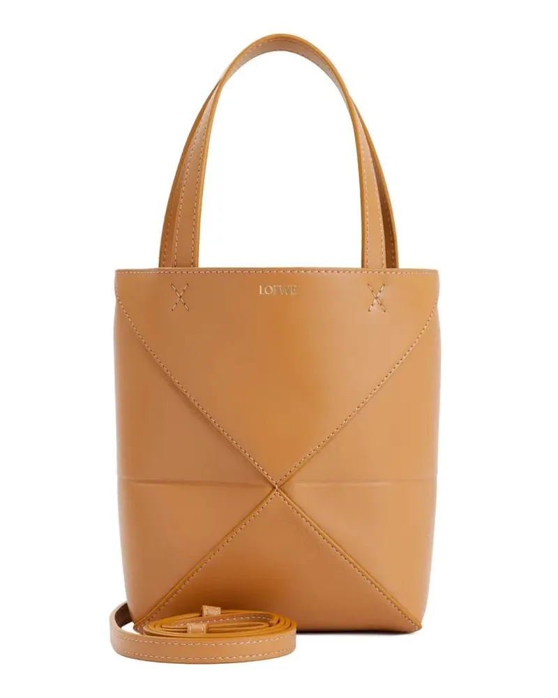 Loewe Shopper & Totes Compact Brown Calf Leather Puzzle Fold Tote Mini braun Braun