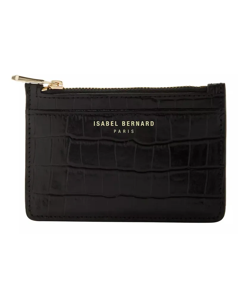 Isabel Bernard Portemonnaie Honoré Aveline Croco Black Calfskin Leather Card H schwarz Schwarz