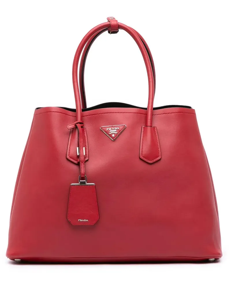 Prada Hobo Bags Large City Calf Double Satchel rot Rot