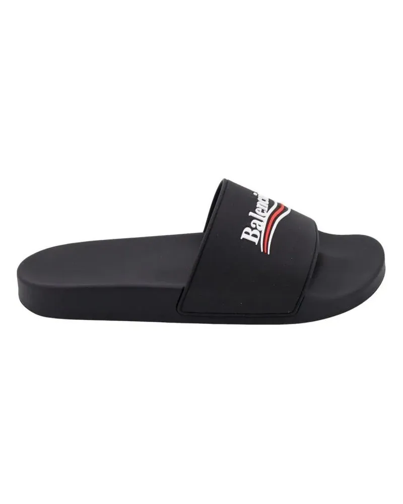 Balenciaga Loafer Minimalist Black Sandals With Secure Strap Design schwarz Schwarz