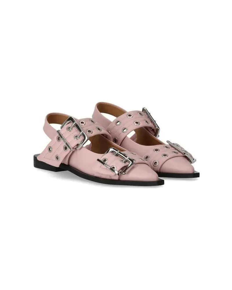 Ganni Loafer Pink Slingback Ballet Flat Shoe With Buckles Pink pink Rosa
