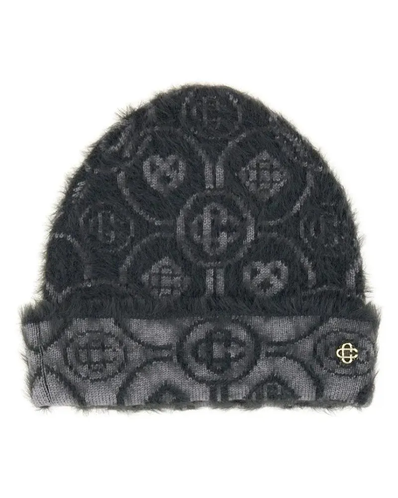Casablanca Paris Caps & Mützen Monogram Mohair Beanie grau Grau