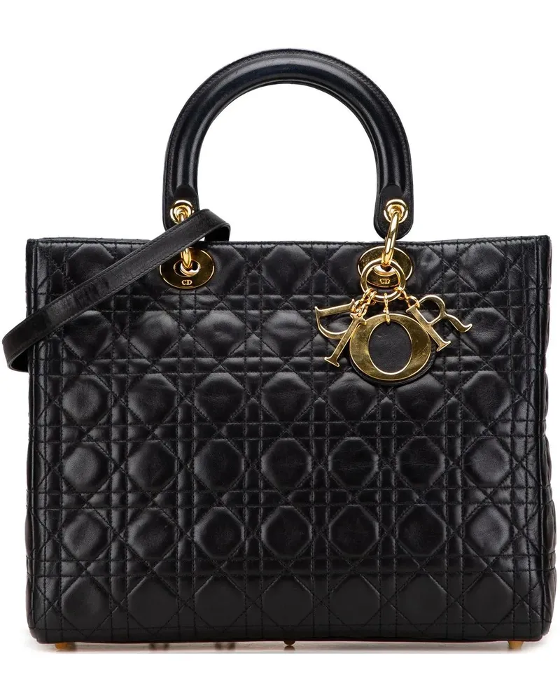 Dior Hobo Bags Large Lambskin Cannage Lady Dior schwarz Schwarz