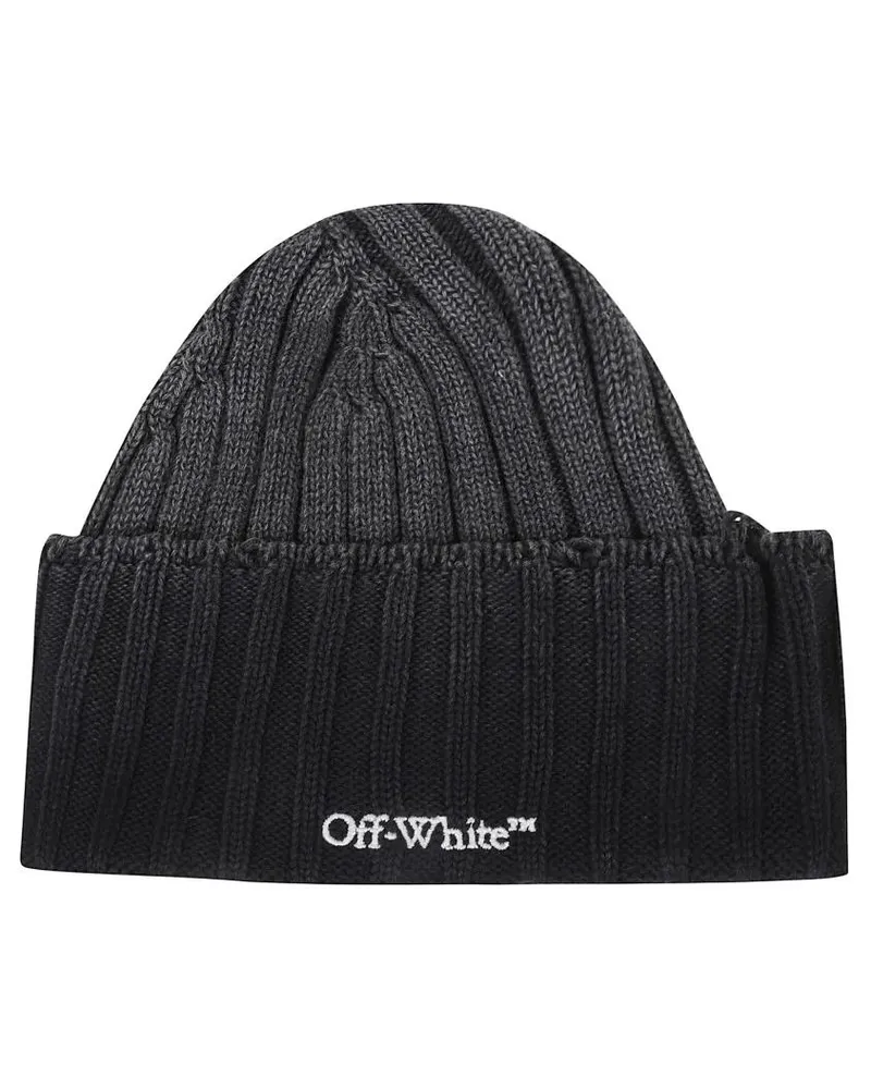 OFF-WHITE Caps & Mützen Black Knitted Beanie With Ribbed Cuff schwarz Schwarz