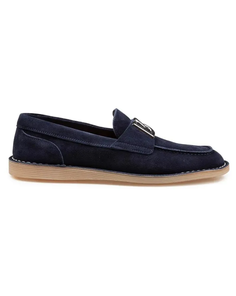 Dolce & Gabbana Loafer Blue Suede Moccasins blau Blau