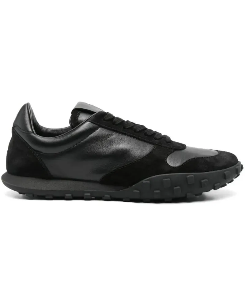 Jil Sander Low-Top Sneaker Black Leather Sneakers With Suede Inserts schwarz Schwarz
