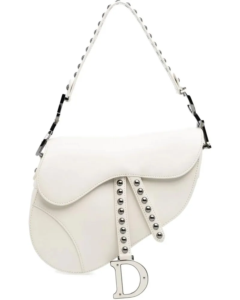 Dior Hobo Bags 2022 Studded Leather Saddle Bag weiß Weiß