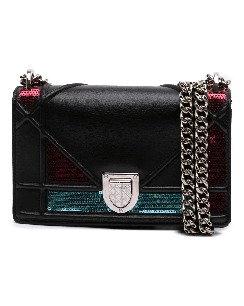 Dior Hobo Bags Mini Lambskin Sequin Diorama Flap schwarz Schwarz