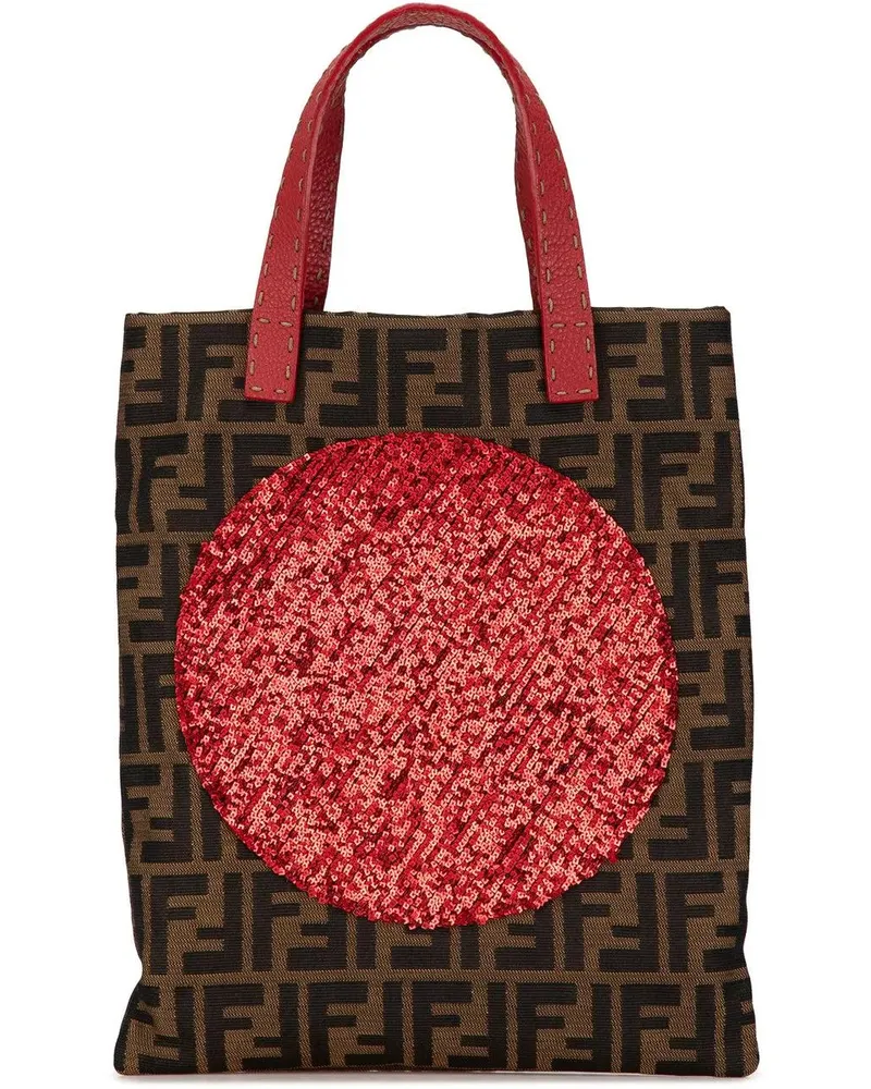 Fendi Shopper 2000-2010 Zucca Canvas Sequins Tote braun Braun
