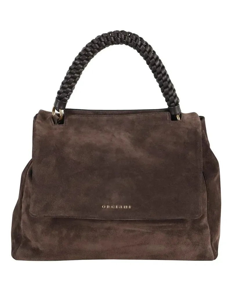 Orciani Hobo Bags Medium Soft Bag With Braided Handle schwarz Schwarz