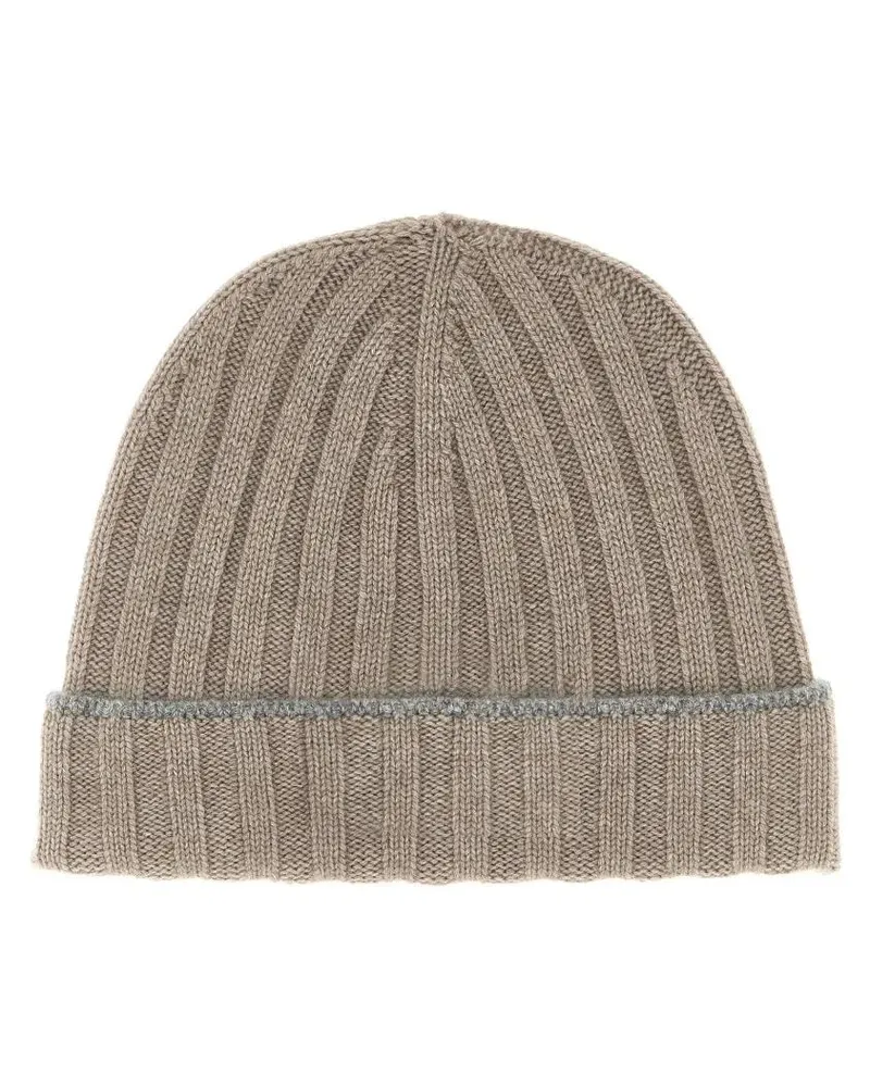 Brunello Cucinelli Caps & Mützen Cashmere Turn-Up Beanie braun Braun