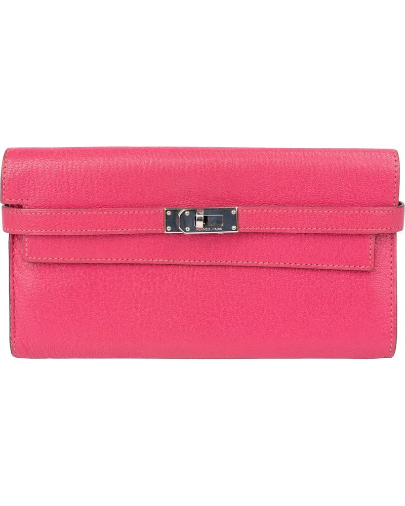 Hermès Portemonnaie Hermes Rose Pourpre Chevre Leather Kelly Wallet rosa Gold
