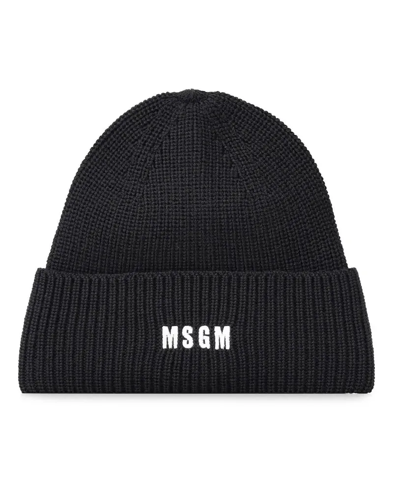 MSGM Caps & Mützen Beanie mit Logo schwarz Schwarz