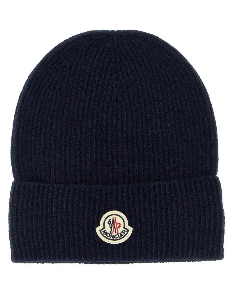 Moncler Caps & Mützen Wool And Cashmere Beanie blau Blau