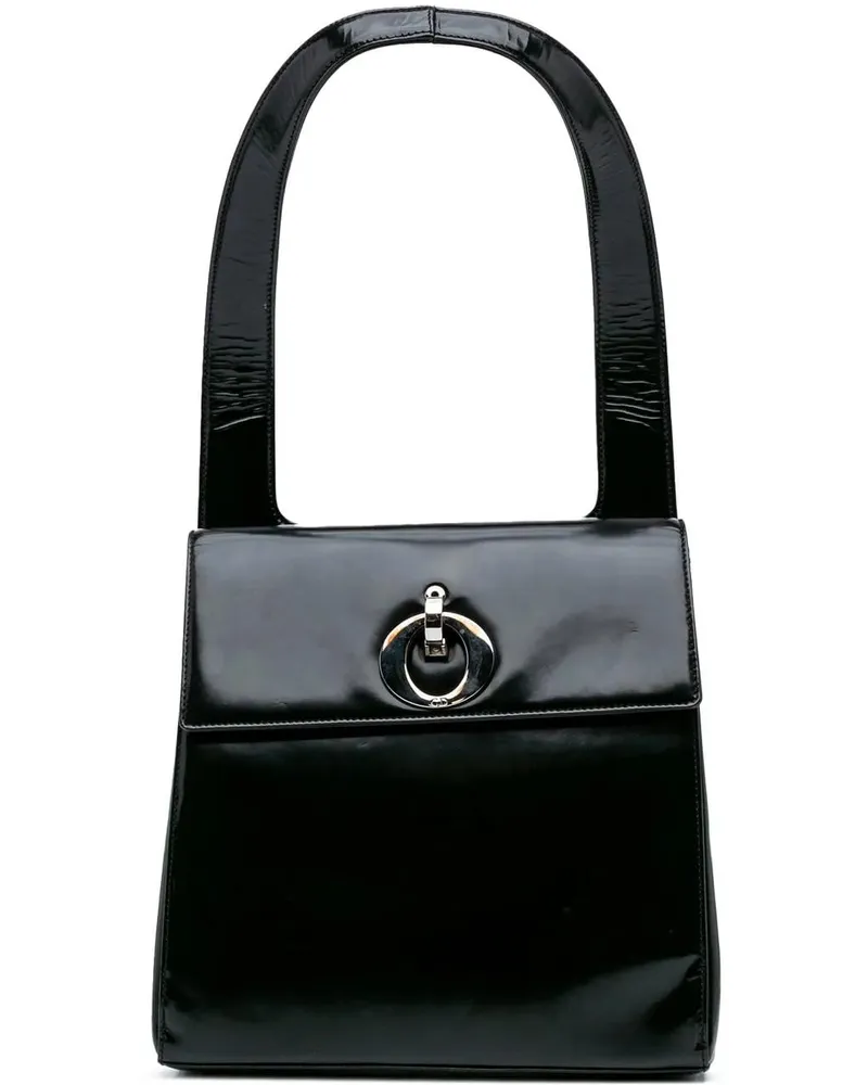 Dior Hobo Bags 1997 Patent Shoulder Bag schwarz Schwarz