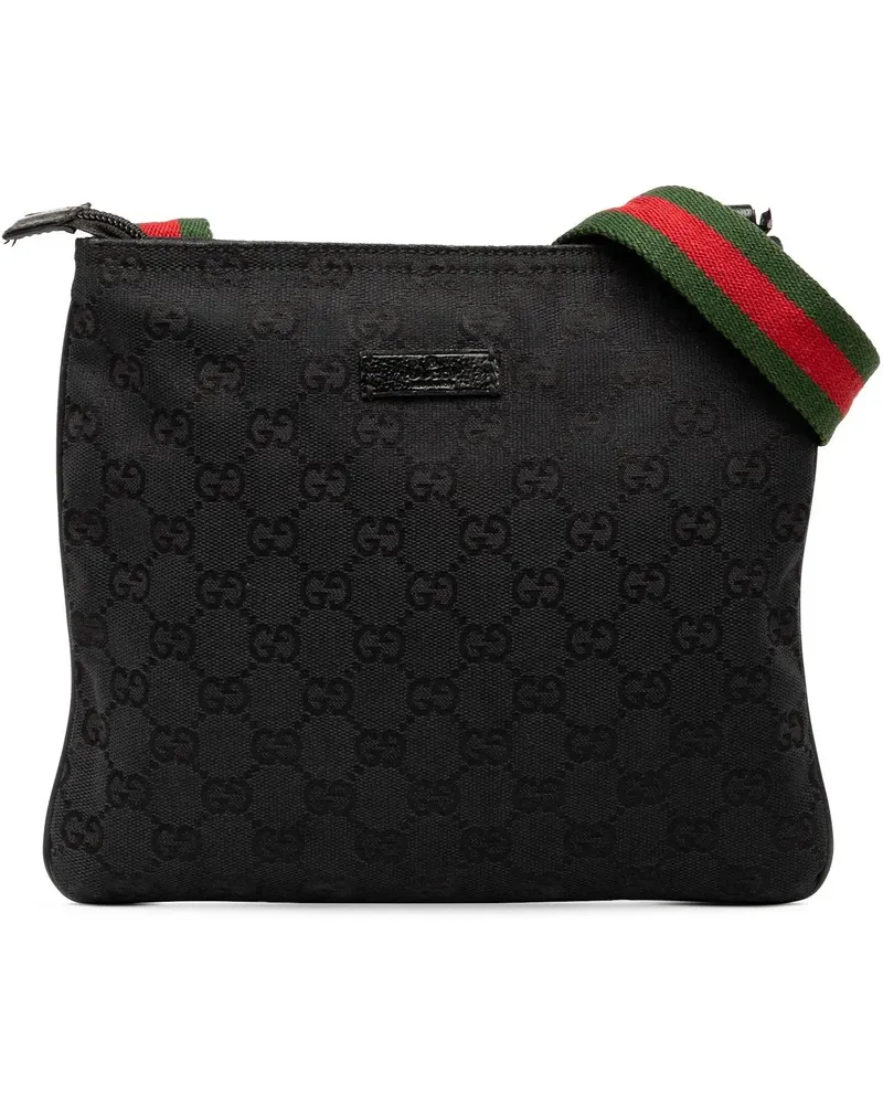 Gucci Hobo Bags GG Canvas Web Crossbody schwarz Schwarz