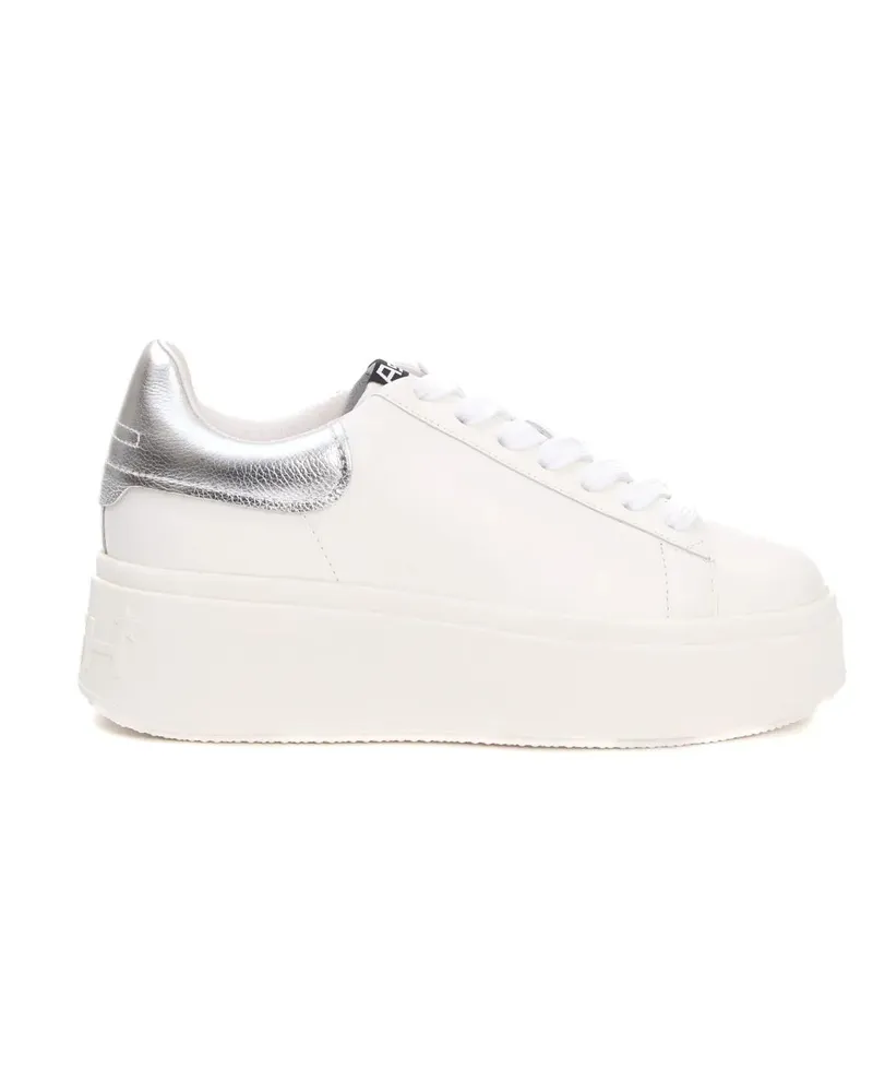 ash Low-Top Sneaker White Leather Sneakers With Metallic Silver Accent weiß Weiß