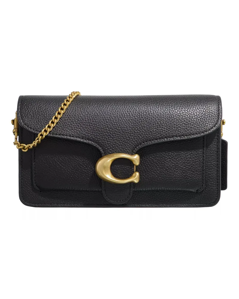 Coach Crossbody Bags Polished Pebble Leather Tabby Chain Clutch schwarz Schwarz