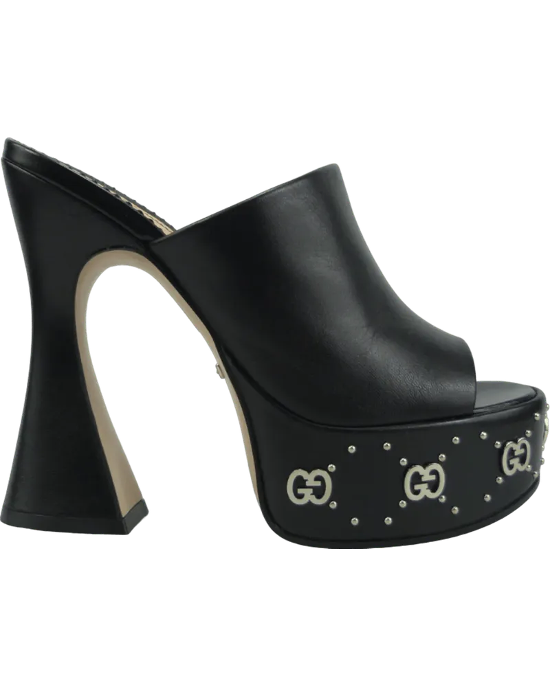 Gucci Hohe Schuhe Sandalo Slider nero In Pelle schwarz Schwarz